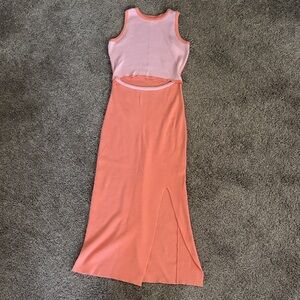 Sleeveless Pink/Orange Maxi Dress